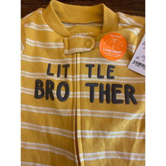 CARTER’S Boy’s NWT “Little Brother” 2-Way Zipper One Piece / Size: 3 Months - Picture 5 of 7
